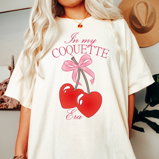 In My Coquette Era PNG SVG | Red Cherry Sublimation | Retro Pink T shirt Design