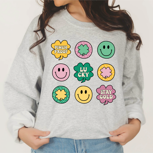 Lucky Doodles PNG SVG | Retro St. Patricks Day Sublimation | Smile Face T shirt Design