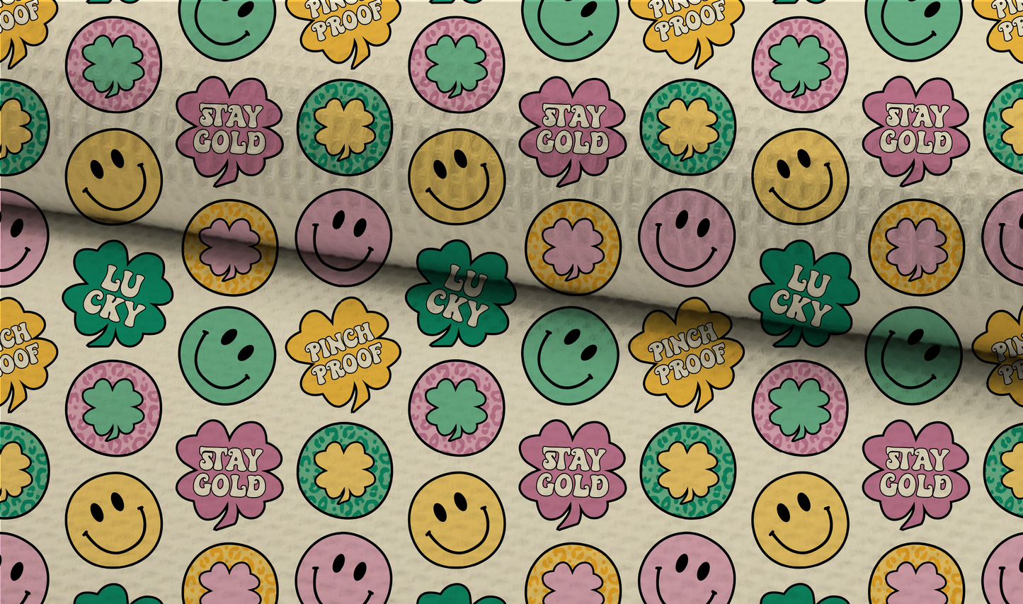 St. Patricks Lucky Doodles Seamless Pattern, Repeat Pattern for Fabric Sublimation