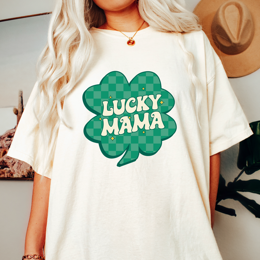 Lucky Mama PNG SVG | Retro St. Patricks Day Sublimation | Clover T shirt Design