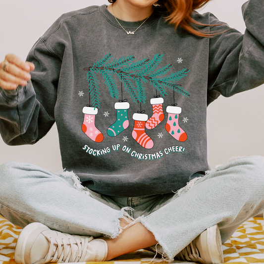 Stocking Up Christmas Cheer PNG SVG | Socks Sublimation | Christmas Tshirt Design