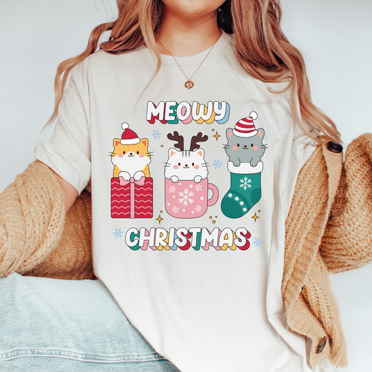 Meowy Christmas PNG SVG | Cute Christmas Cats Sublimation | Xmas Tshirt Design