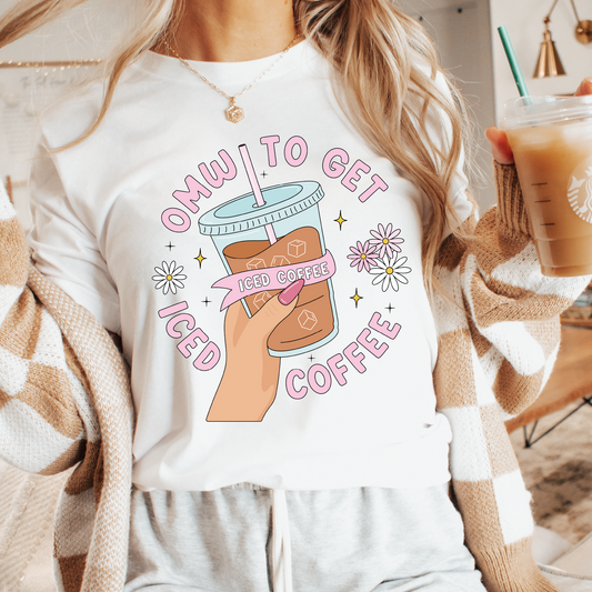 OMW To Get Iced Coffee PNG SVG | Coffee Lover Sublimation | Trendy Tshirt Design