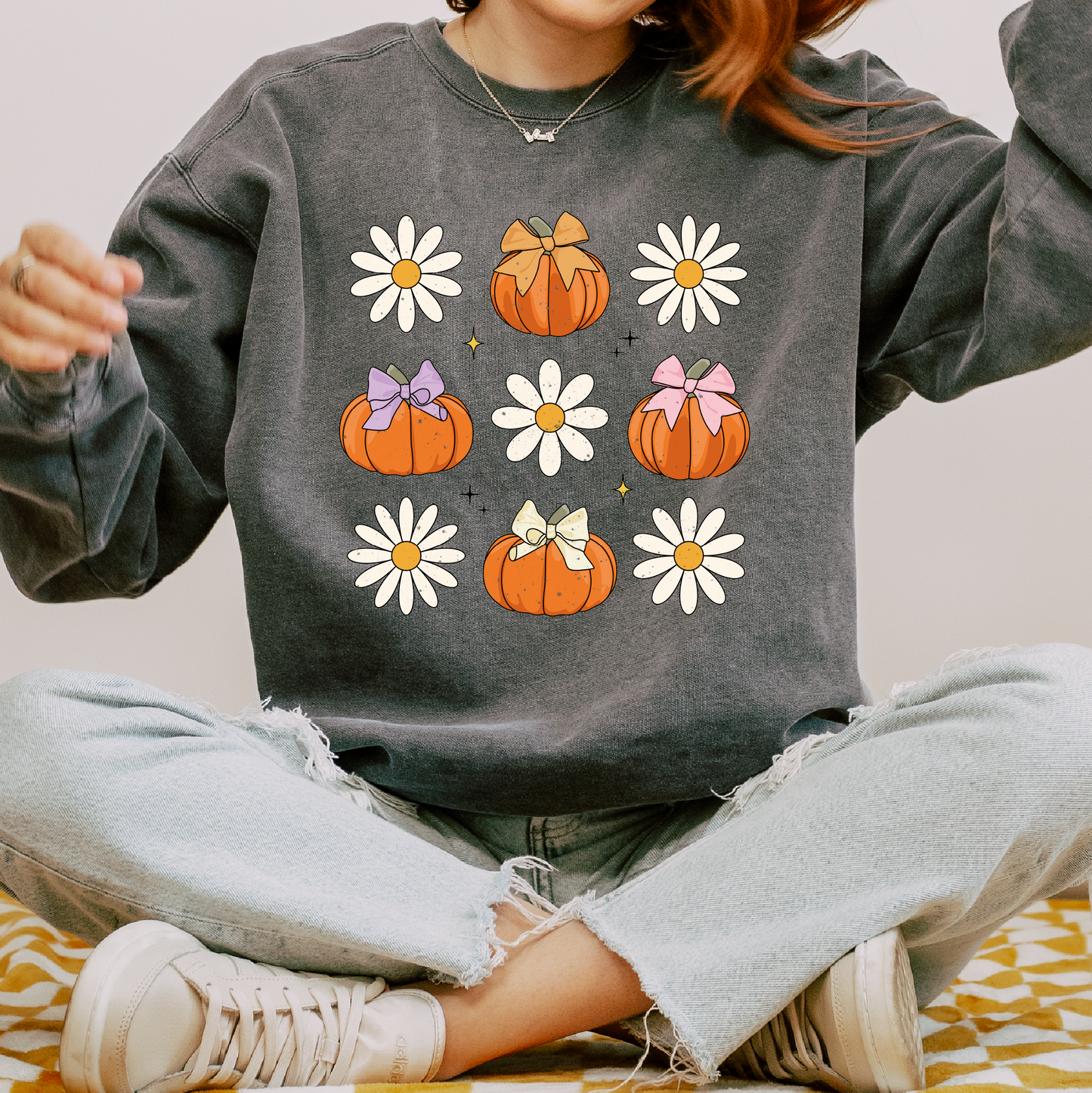 Pumpkins & Flowers PNG SVG | Fall Autumn Girl Sublimation | Girl Bows Tshirt Design