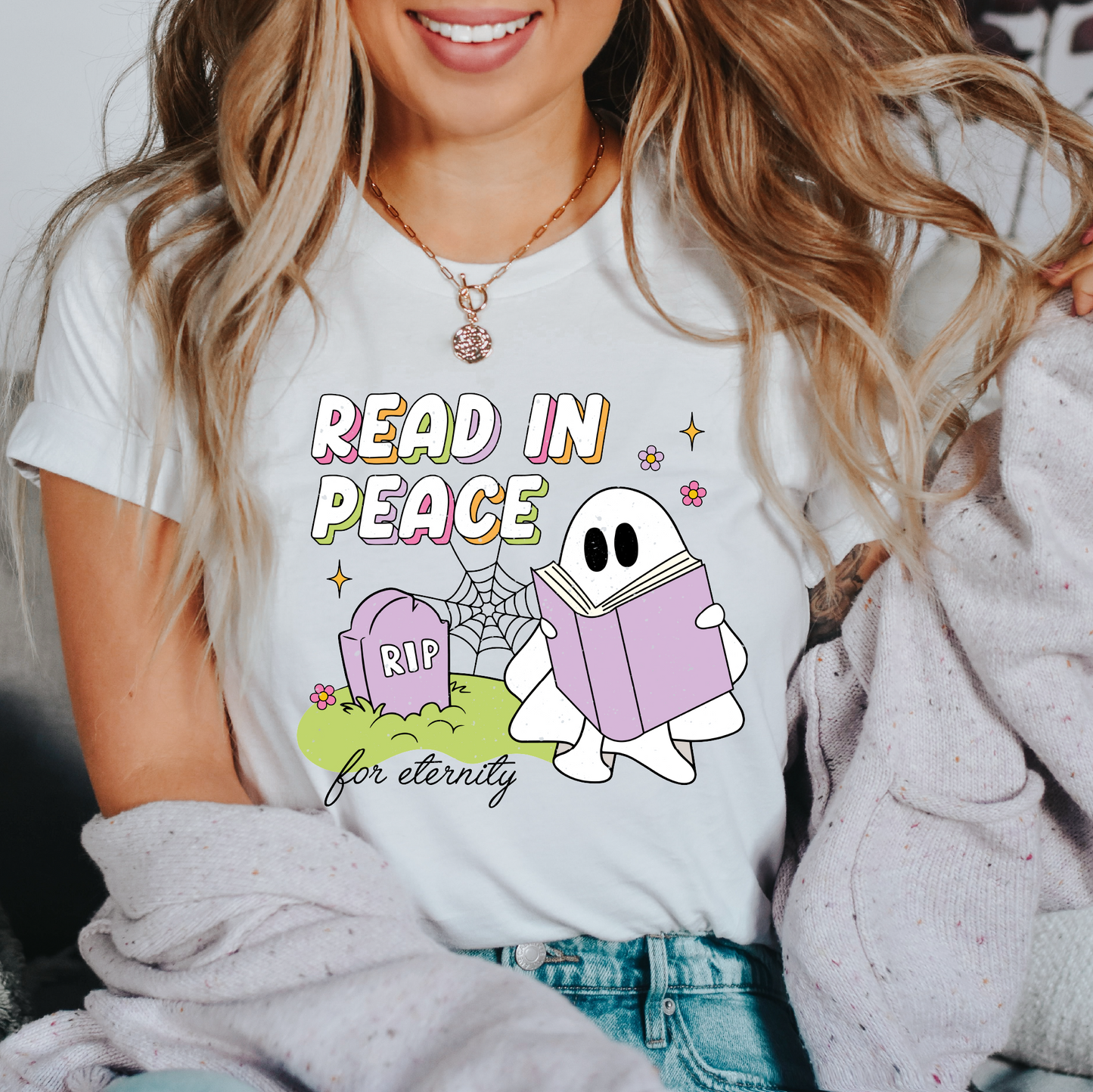 Read In Peace R.I.P. PNG SVG | Bookish Ghost Sublimation | Halloween Tshirt Design