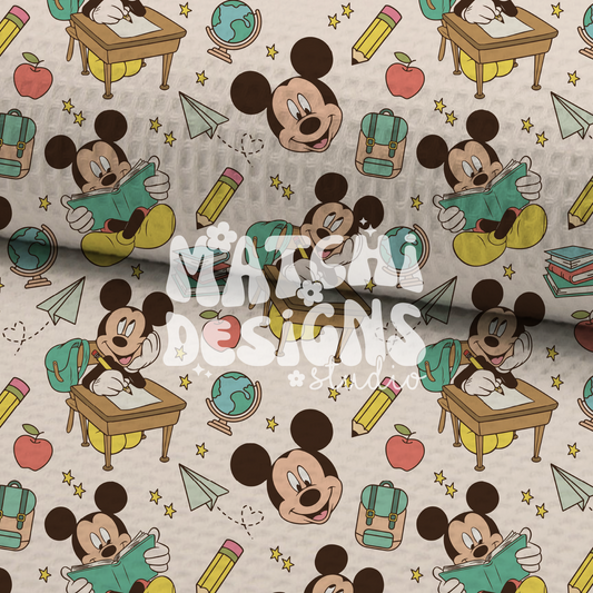 Back To School Magical Mouse Seamless Pattern, Green Pattern for Fabric Sublimation