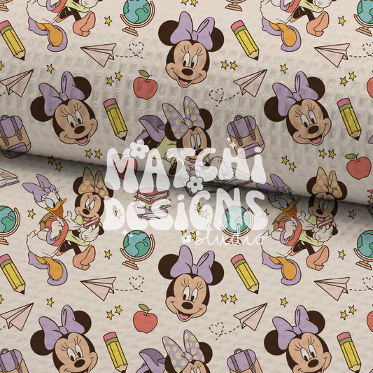 Back To School Magical Mouse Seamless Pattern, Purple Pattern for Fabric Sublimation