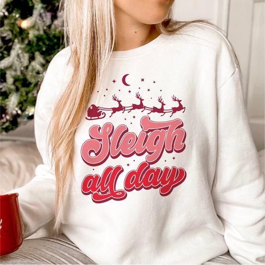 Sleigh All Day PNG | Retro Christmas Sublimation | Trendy Christmas T shirt Design