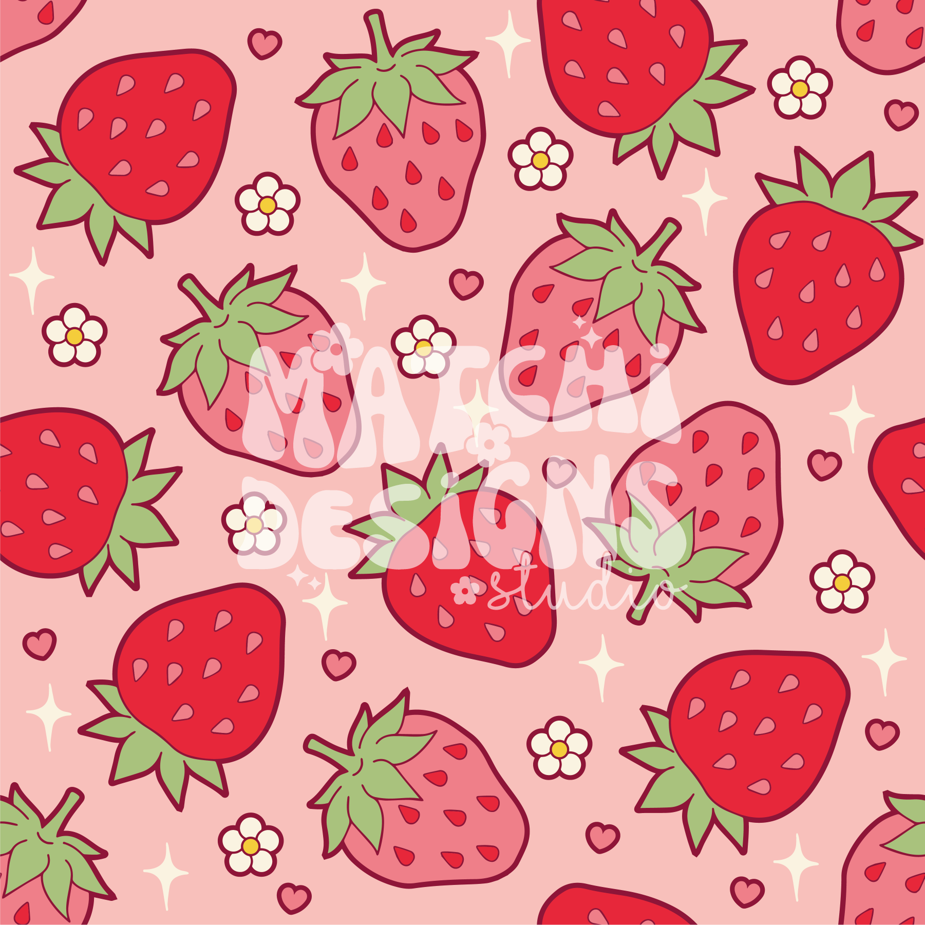 Cute Strawberry Seamless Pattern, Valentines Day Pattern for
