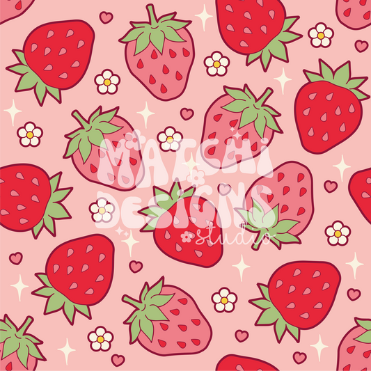 Cute Strawberry Seamless Pattern, Valentines Day Pattern for Fabric Sublimation