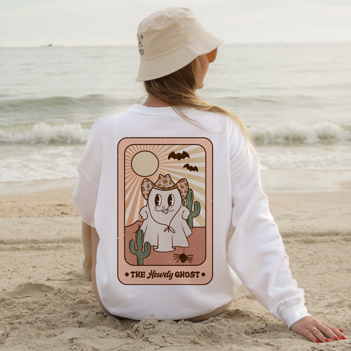 Howdy Ghost PNG SVG | Retro Halloween Ghost Tarot Card Sublimation | T shirt Design