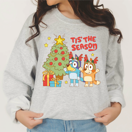 Tis The Season Bluey and Bingo PNG SVG | Christmas Sublimation | Xmas T shirt Design