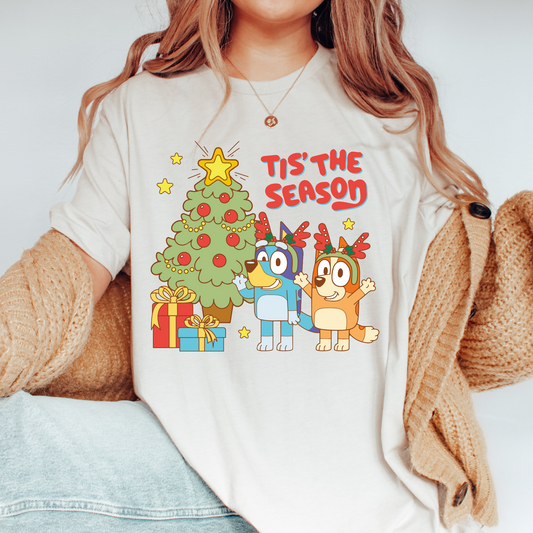 Tis The Season Bluey and Bingo PNG SVG | Christmas Sublimation | Xmas T shirt Design