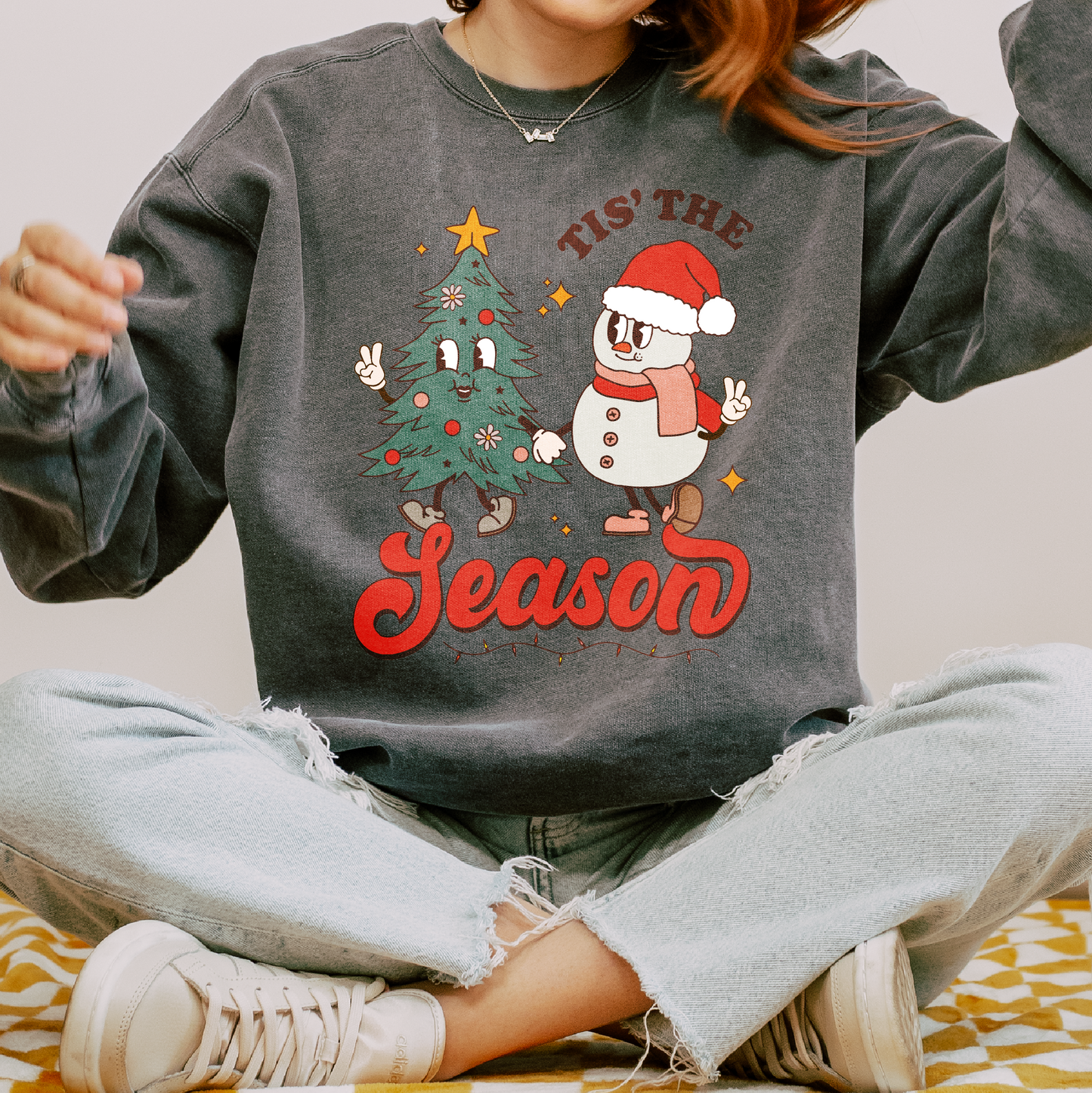 Tis' The Season PNG | Retro Christmas Tree Sublimation | Retro Characters T shirt Design