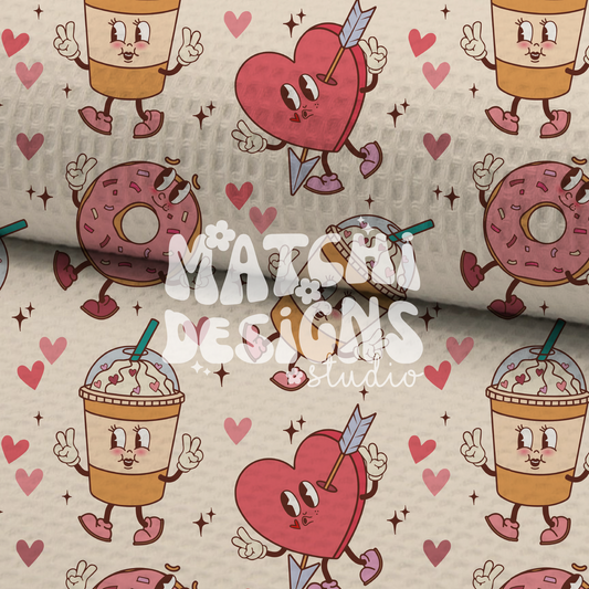 Valentines Cartoon Seamless Pattern, Valentines Day Pattern for Fabric Sublimation