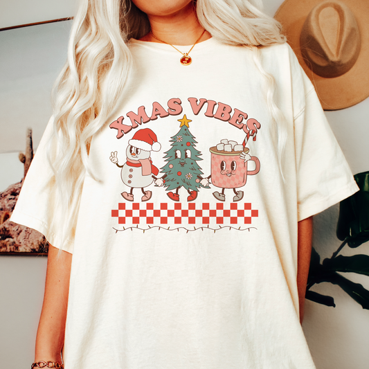 Xmas Vibes PNG | Retro Christmas Tree Sublimation | Retro Characters T shirt Design