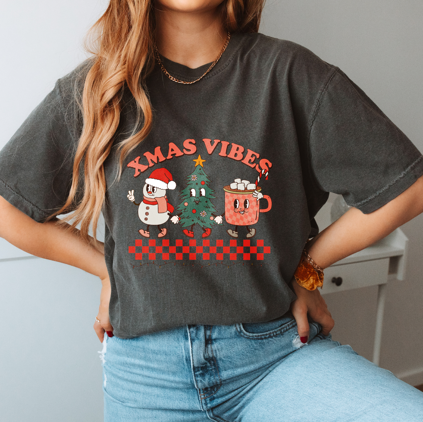 Xmas Vibes PNG | Retro Christmas Tree Sublimation | Retro Characters T shirt Design