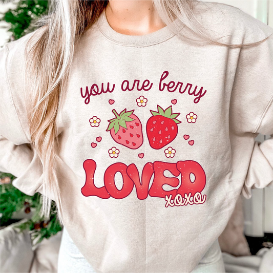 You Are Berry Loved SVG PNG | Valentines Day Sublimation | Strawberry T shirt Design