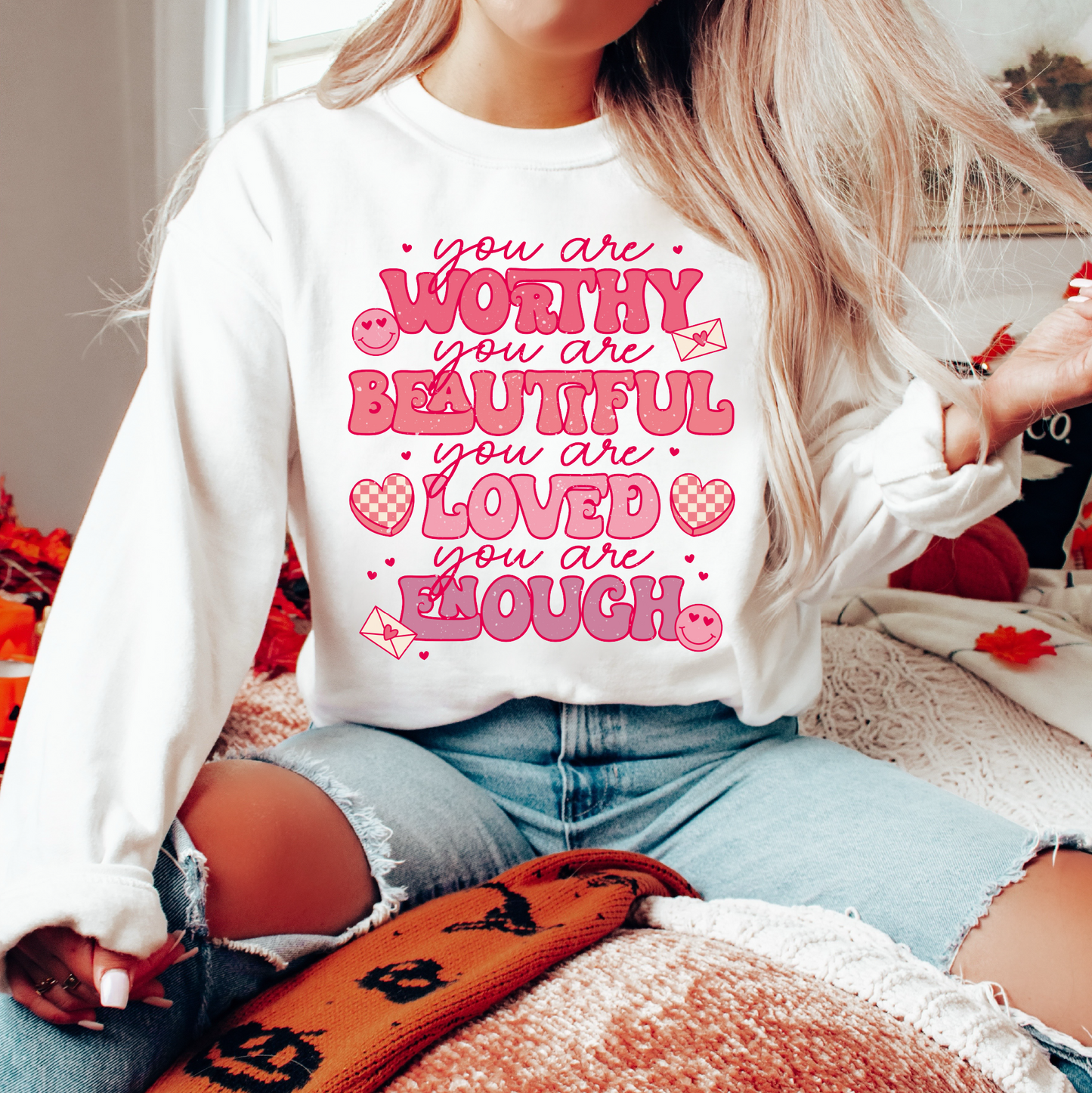 You Are Worthy Beautiful SVG PNG | Valentines Day Sublimation | Self Love T shirt Design