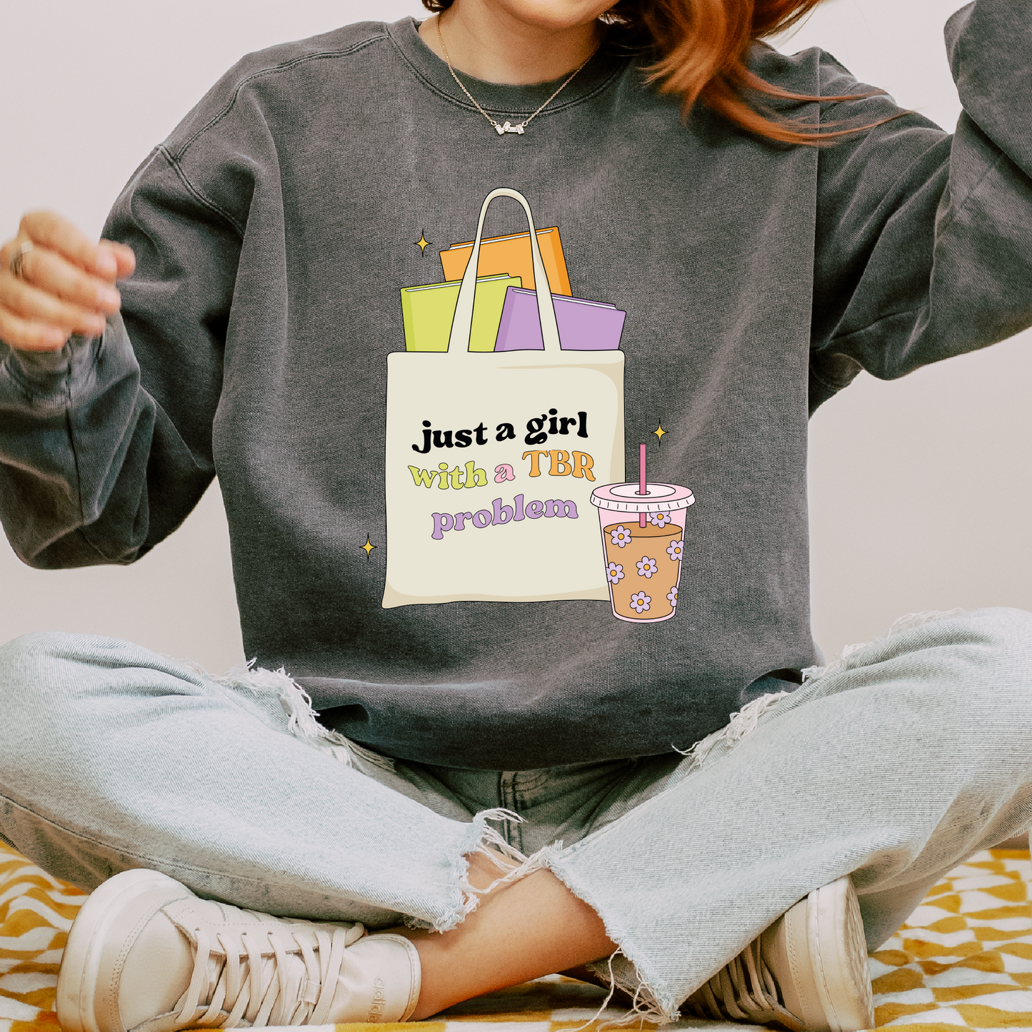 Just a Girl w/ TBR Problem PNG SVG | Bookish Girl Sublimation | Book Lover Tshirt Design