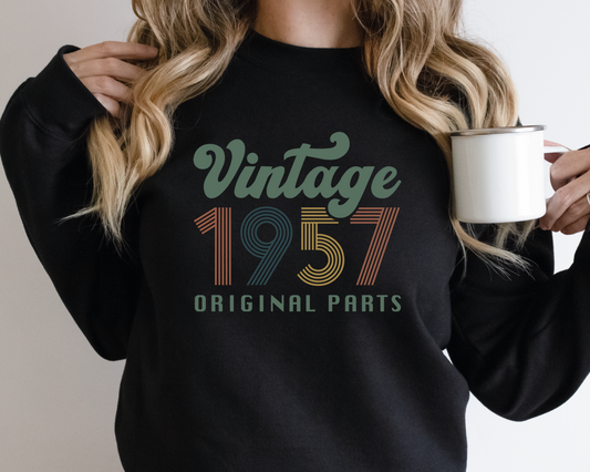 Vintage 1957 Original Parts SVG PNG | Birthday Sublimation | T shirt Design Cut file