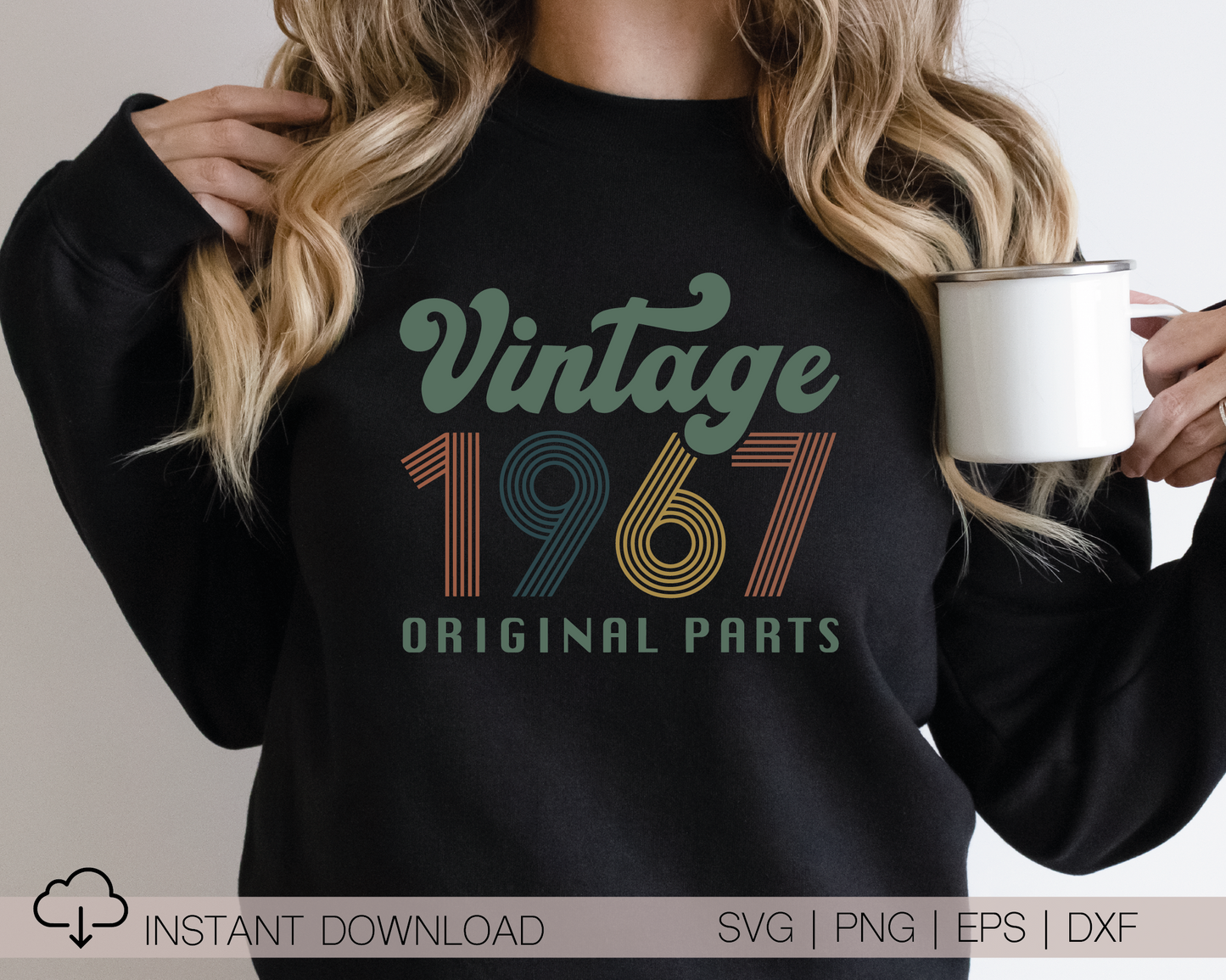 Vintage 1967 Original Parts SVG PNG | Birthday Sublimation | T shirt Design Cut file