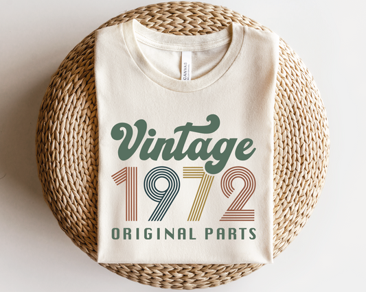 Vintage 1972 Original Parts SVG PNG | Birthday Sublimation | T shirt Design Cut file