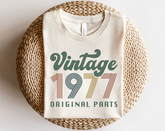 Vintage 1977 Original Parts SVG PNG | Birthday Sublimation | T shirt Design Cut file