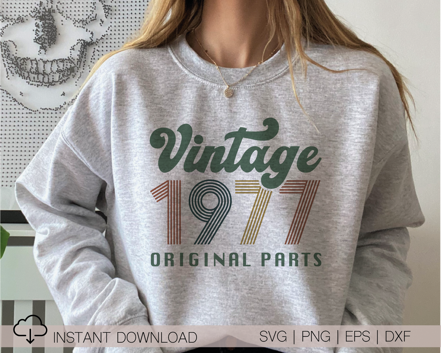 Vintage 1977 Original Parts SVG PNG | Birthday Sublimation | T shirt Design Cut file