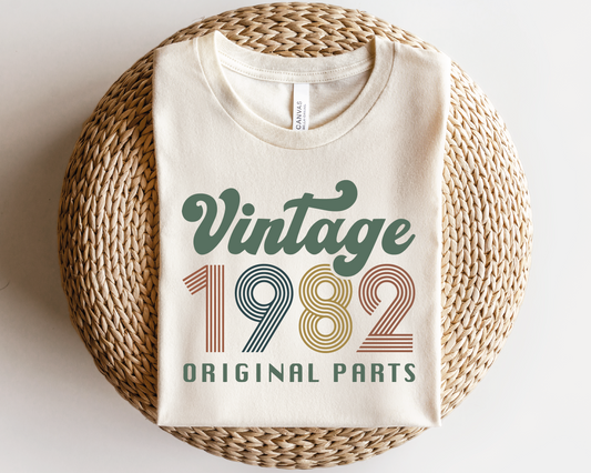Vintage 1982 Original Parts SVG PNG | Birthday Sublimation | T shirt Design Cut file