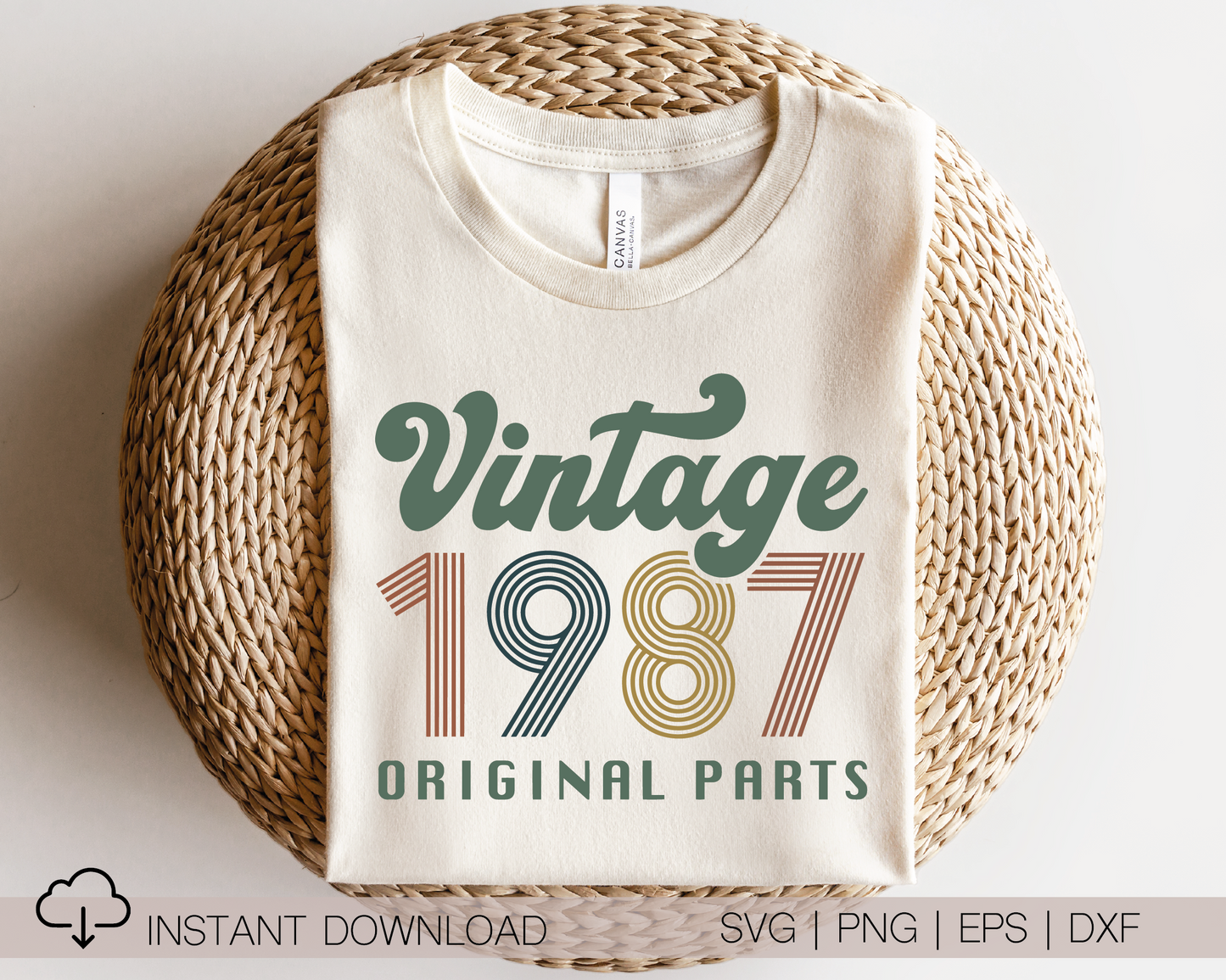 Vintage 1987 Original Parts SVG PNG | Birthday Sublimation | T shirt Design Cut file
