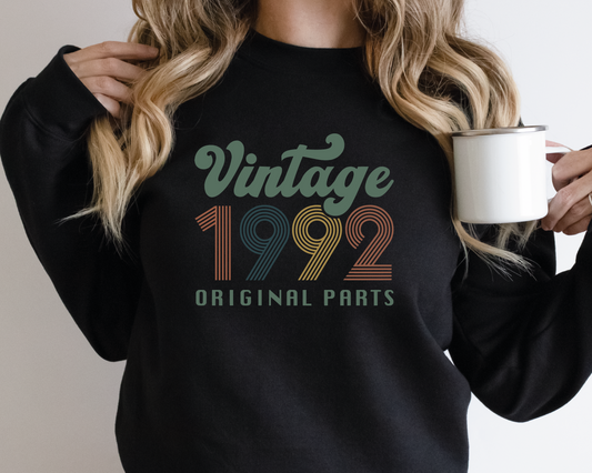 Vintage 1992 Original Parts SVG PNG | Birthday Sublimation | T shirt Design Cut file