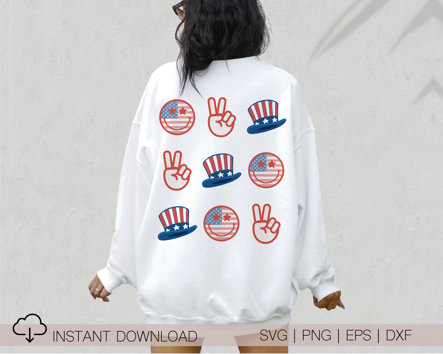 4th of July Icons SVG PNG | American Smile Face Sublimation | Fourth of July | Retro Vintage T shirt Design