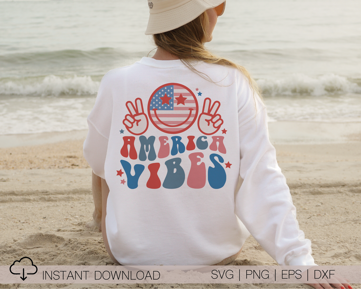 America Vibes SVG PNG | American Smile Face Sublimation | Fourth of July | Retro Vintage T shirt Design