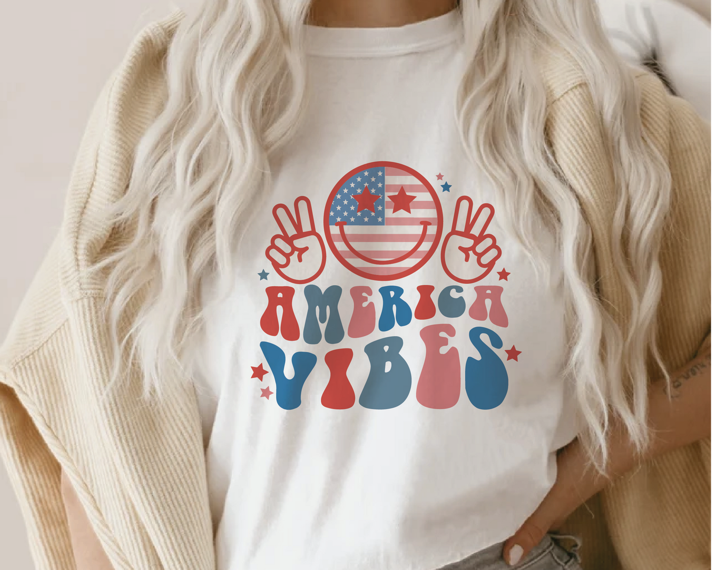 America Vibes SVG PNG | American Smile Face Sublimation | Fourth of July | Retro Vintage T shirt Design