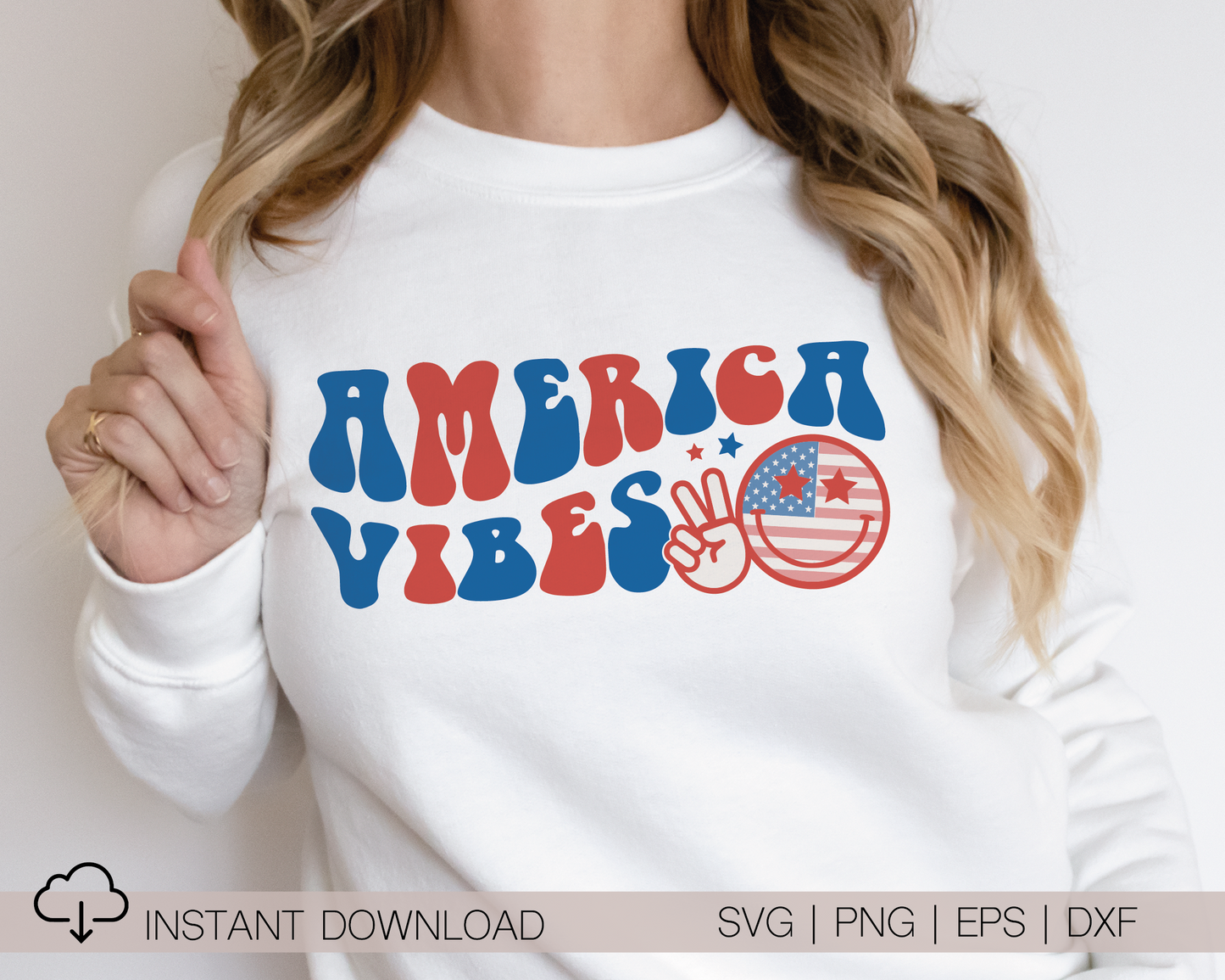 America Vibes SVG PNG | American Smile Face Sublimation | Fourth of July | Retro Vintage T shirt Design