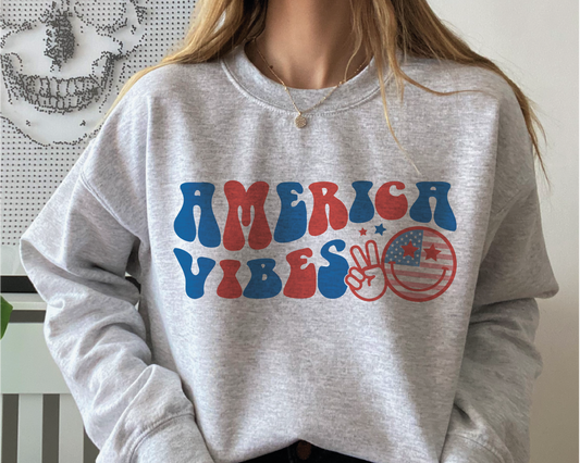 America Vibes SVG PNG | American Smile Face Sublimation | Fourth of July | Retro Vintage T shirt Design