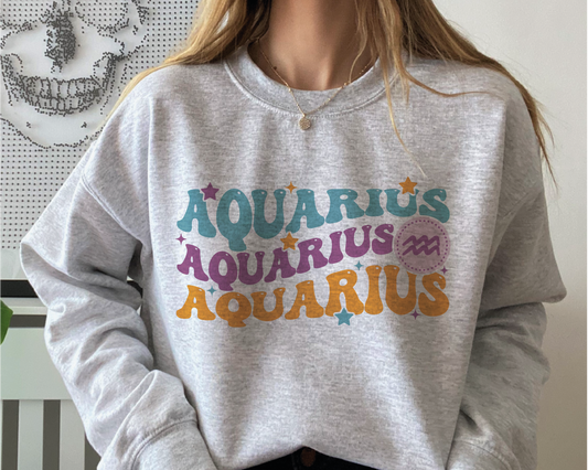 Aquarius SVG PNG | Zodiac Sublimation | Retro Vintage Aquarius | T shirt Design Cut file