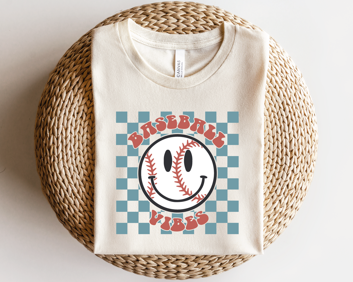 Baseball Vibes SVG PNG | Checkered Smile Face Sublimation | Baseball T shirt Design