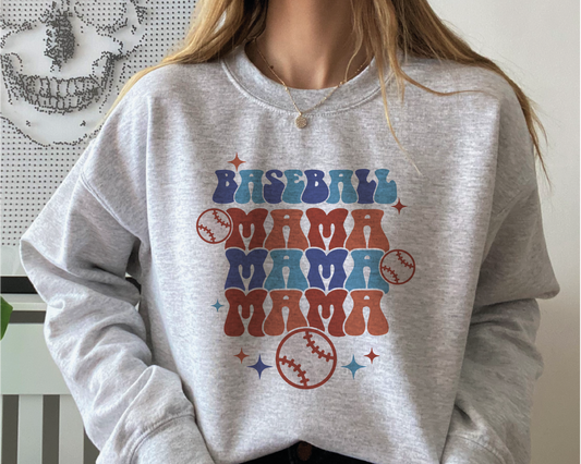 Baseball Mama SVG PNG | Groovy Baseball Sublimation | Retro Mom T shirt Design