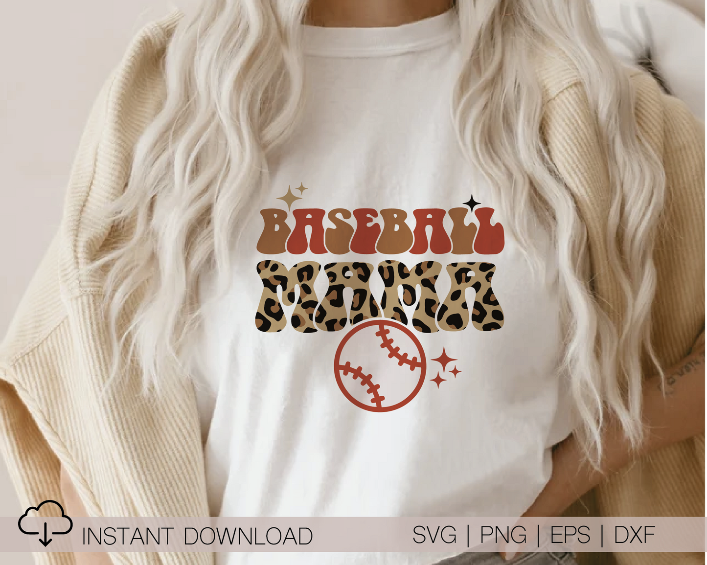 Leopard Baseball Mama SVG PNG | Groovy Baseball Sublimation | Mom T shirt Design