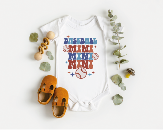 Baseball Mini SVG PNG | Groovy Baseball Sublimation | Retro Mom Mini T shirt Design