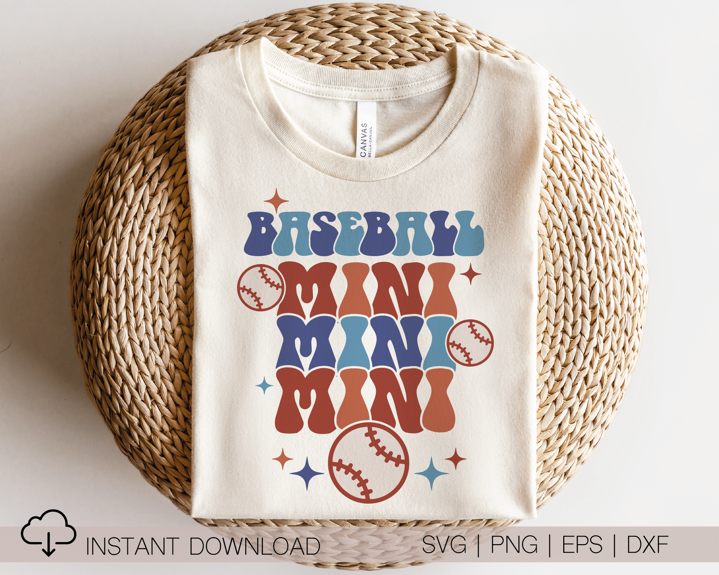 Baseball Mini SVG PNG | Groovy Baseball Sublimation | Retro Mom Mini T shirt Design