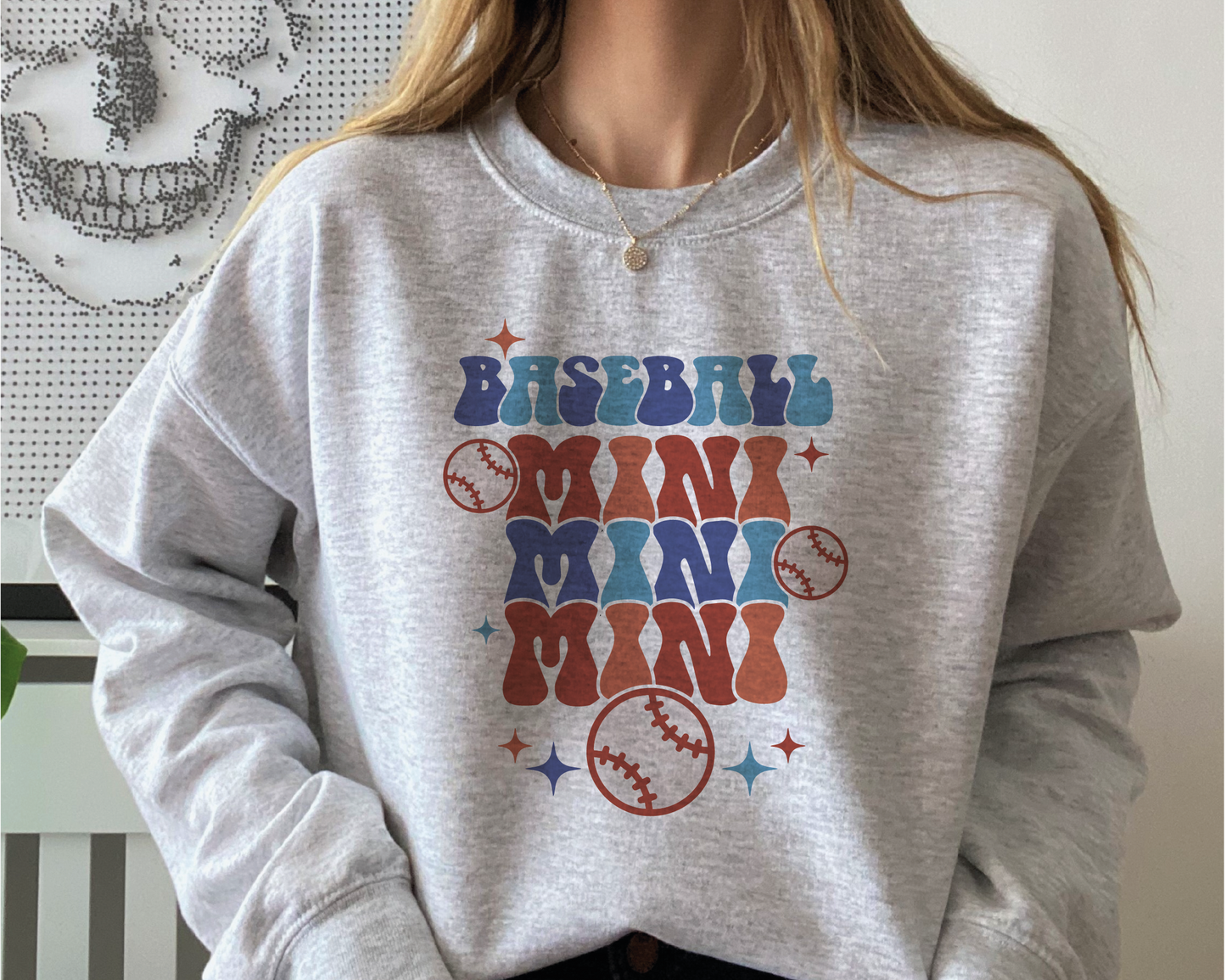 Baseball Mini SVG PNG | Groovy Baseball Sublimation | Retro Mom Mini T shirt Design