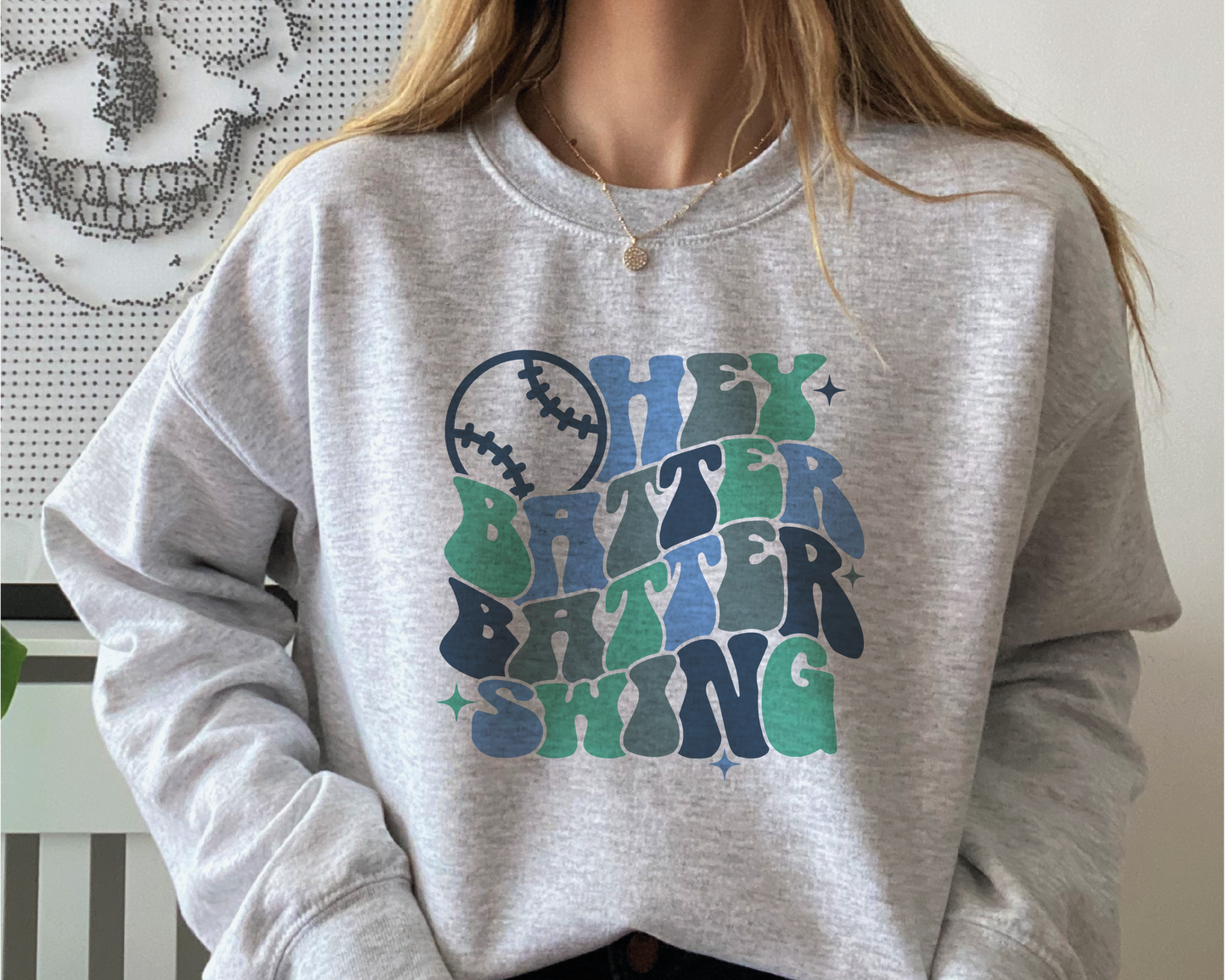 Hey Batter Batter Swing SVG PNG | Groovy Baseball Sublimation | Retro T shirt Design
