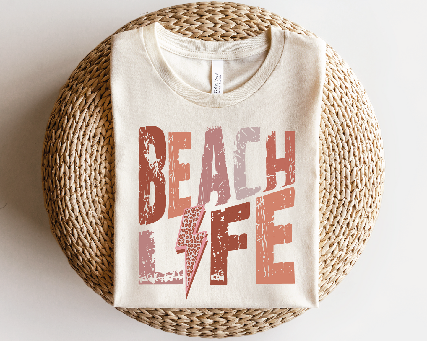 Beach Life SVG PNG | Distressed font Sublimation | Leopard Lightning Bolt | Summer T shirt Design