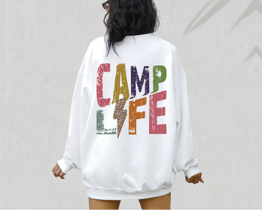Camp Life SVG PNG | Distressed font Sublimation | Leopard Lightning Bolt | Summer T shirt Design