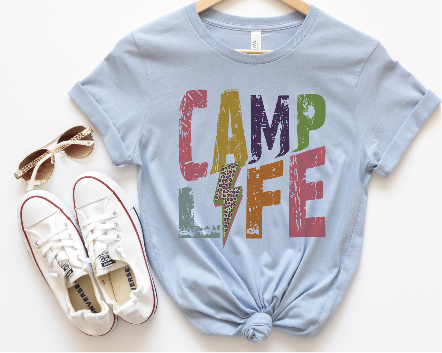 Camp Life SVG PNG | Distressed font Sublimation | Leopard Lightning Bolt | Summer T shirt Design