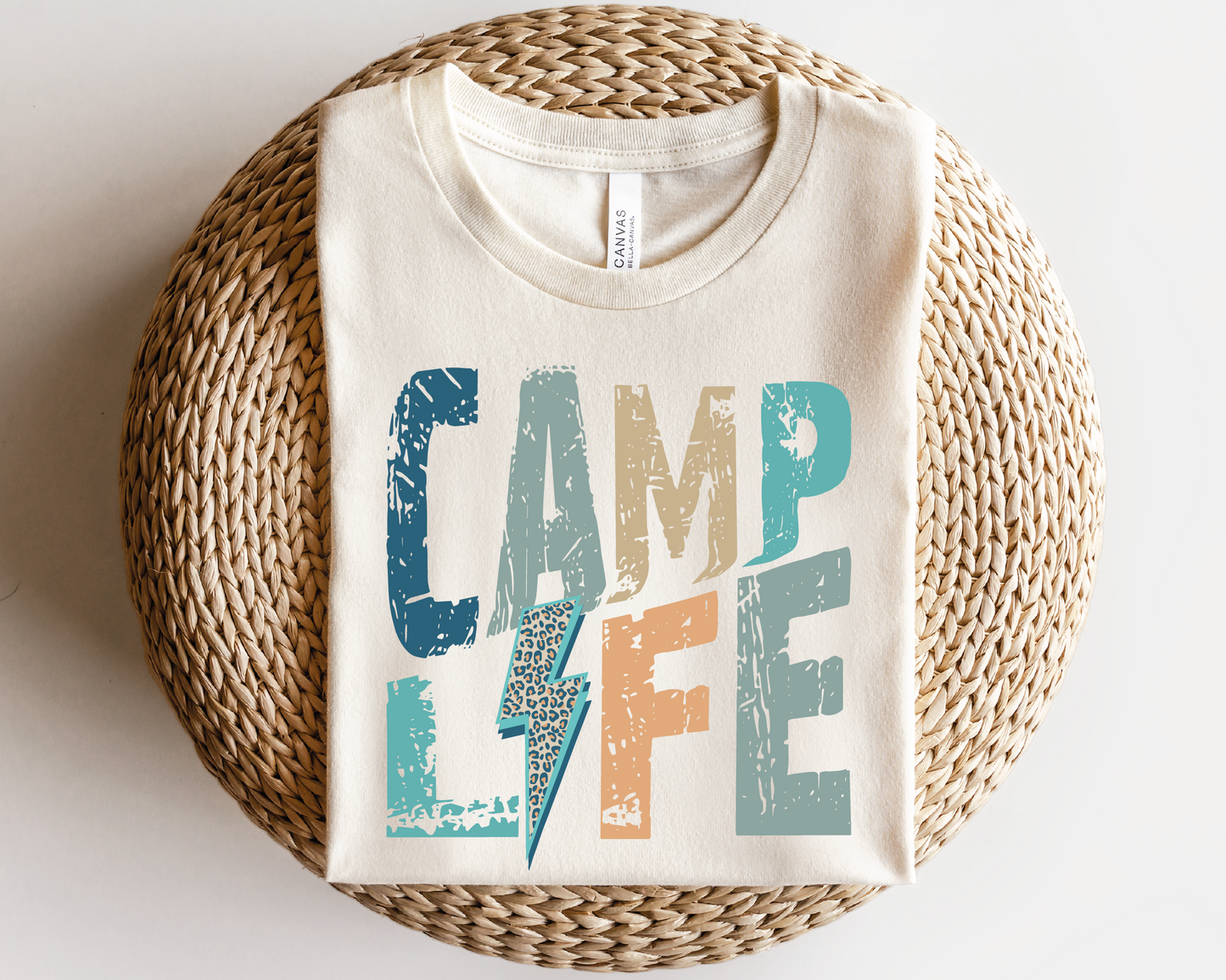 Camp Life SVG PNG | Distressed font Sublimation | Leopard Lightning Bolt | Summer T shirt Design