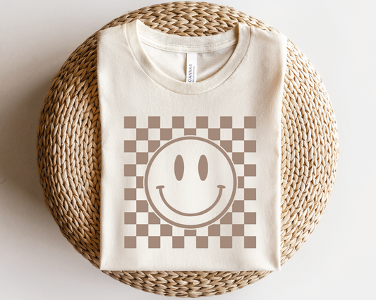 Checkered Pattern Smile Face SVG PNG | Checkered Sublimation | Inspirational | Retro Vintage T shirt Design